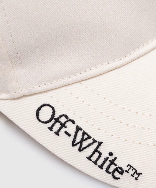 OFFWHITE WHITE CAP WITH CONTRASTING LOGO EMBROIDERY
