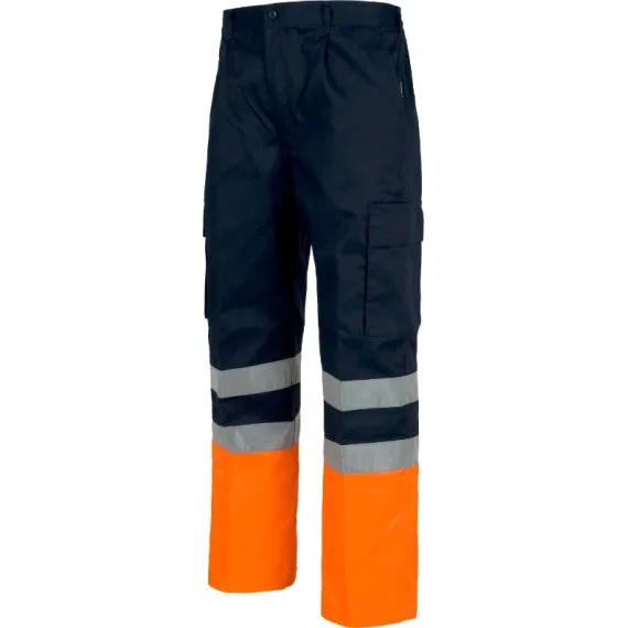 Pantalón con refuerzos combinado con alta visibilidad y cintas reflectantes WORKTEAM C4014