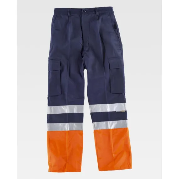 Pantalón con refuerzos combinado con alta visibilidad y cintas reflectantes WORKTEAM C4014