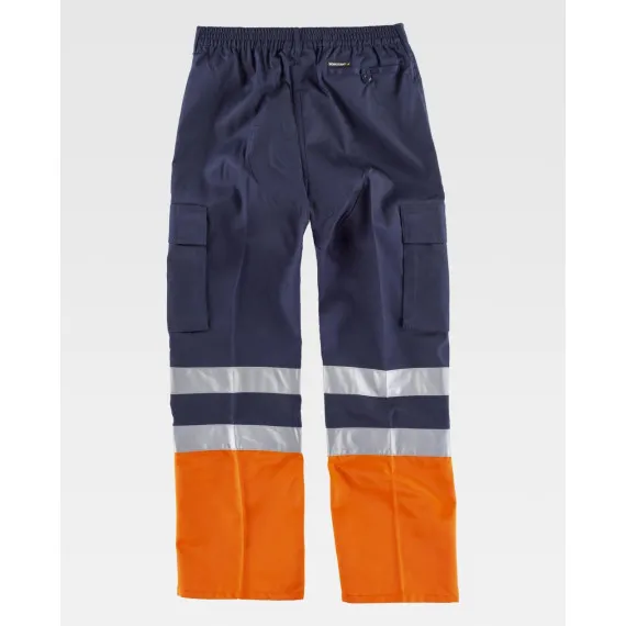 Pantalón con refuerzos combinado con alta visibilidad y cintas reflectantes WORKTEAM C4014