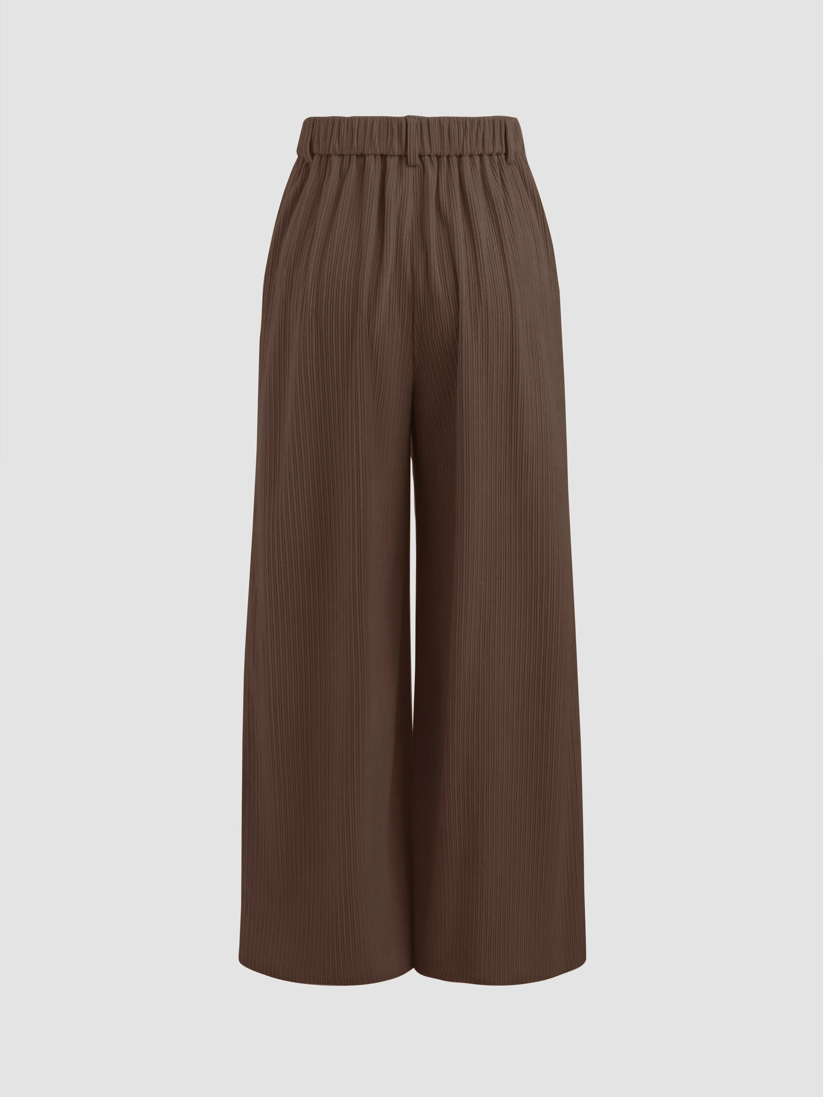  Pantalón de Pana de Cintura Alta con Cremallera y Pierna Ancha