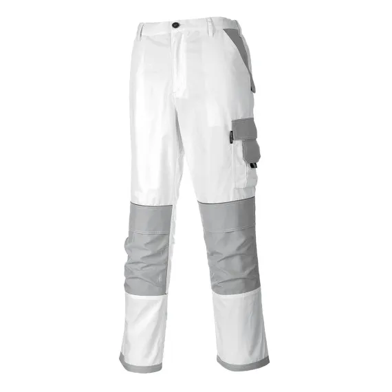 Pantalón de trabajo tejido Oxford anti abrasión Painters Pro blanco/gris PORTWEST KS54