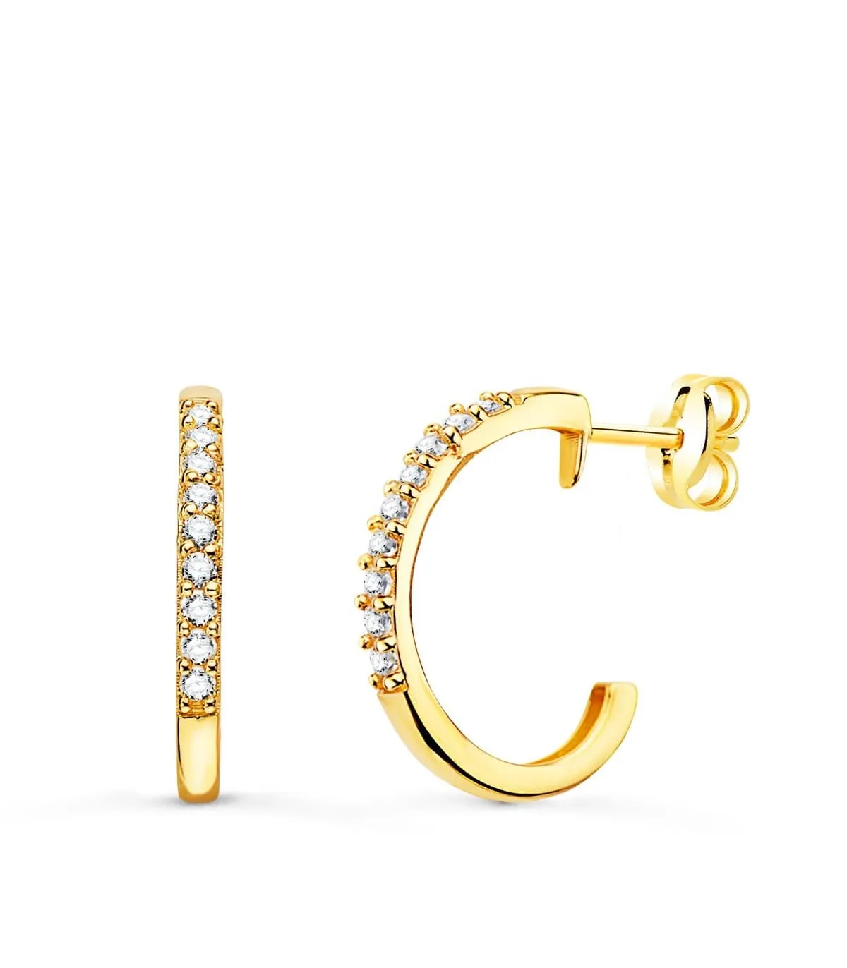 Pendientes Aros Piedras Oro Amarillo 18K