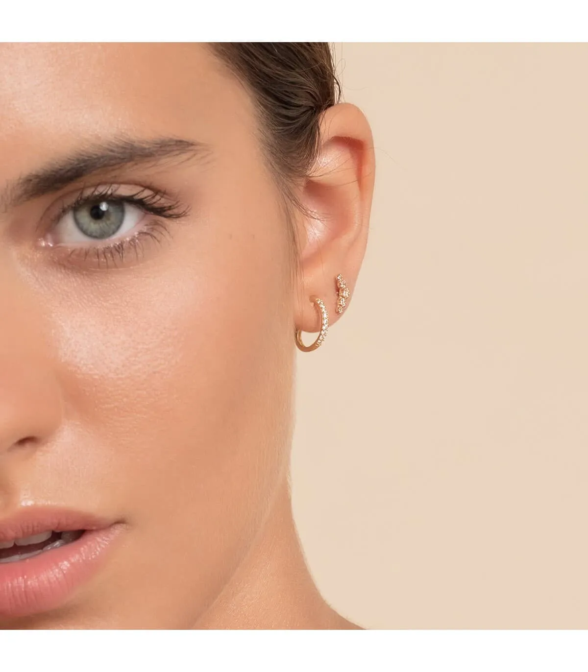 Pendientes Aros Piedras Oro Amarillo 18K