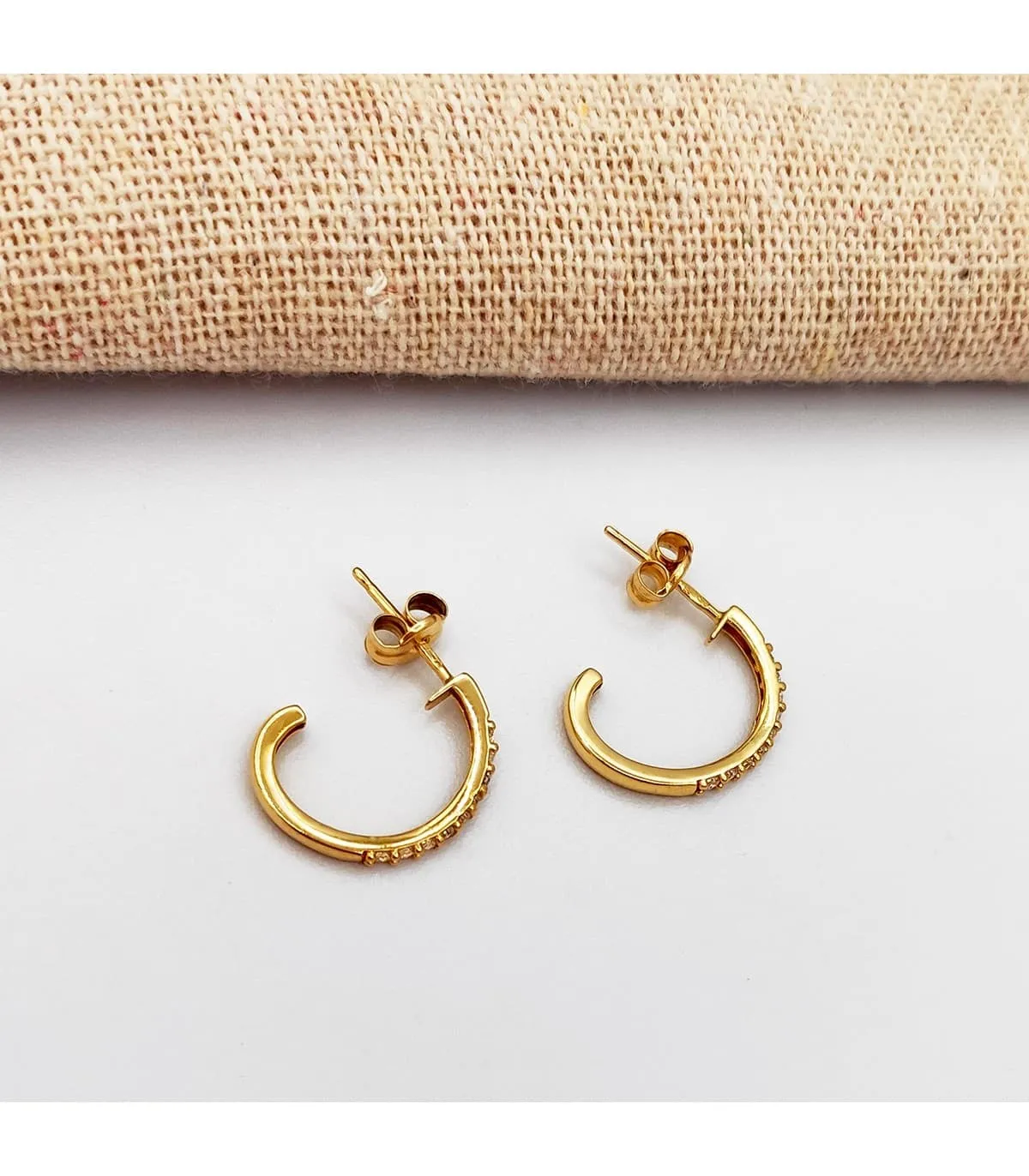 Pendientes Aros Piedras Oro Amarillo 18K