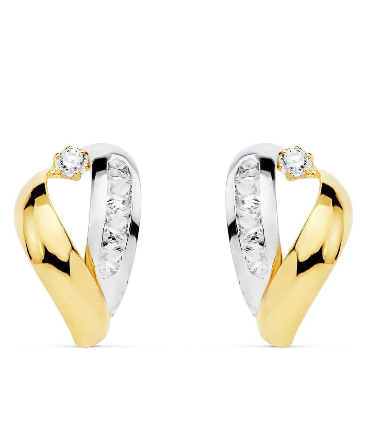Pendientes Bandas Illinois Oro Bicolor 18K