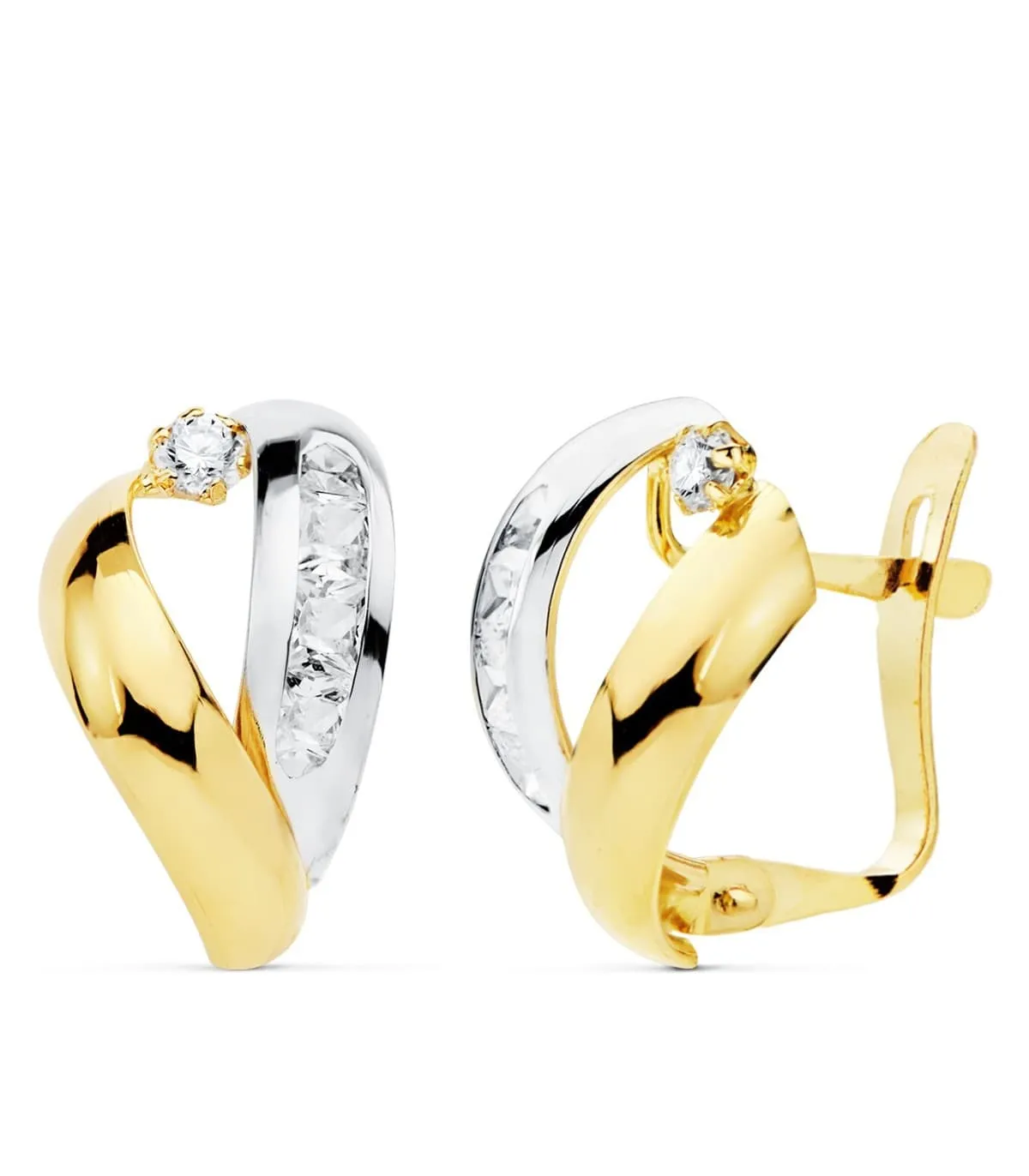 Pendientes Bandas Illinois Oro Bicolor 18K