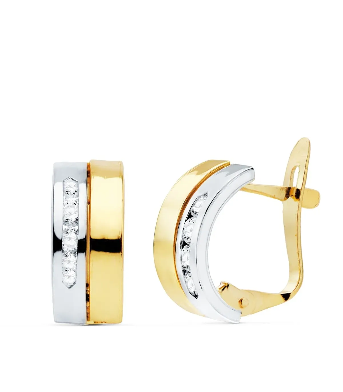 Pendientes Bandas Nevada Oro Bicolor 18K