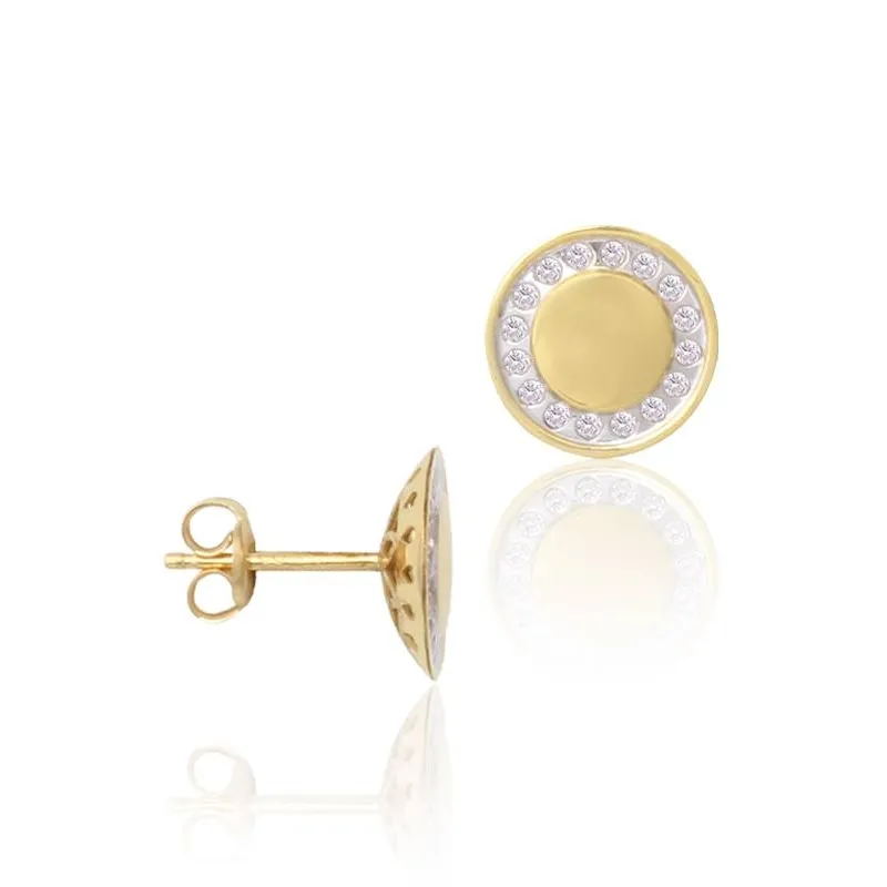 Pendientes Oro 18k redondos con circonitas