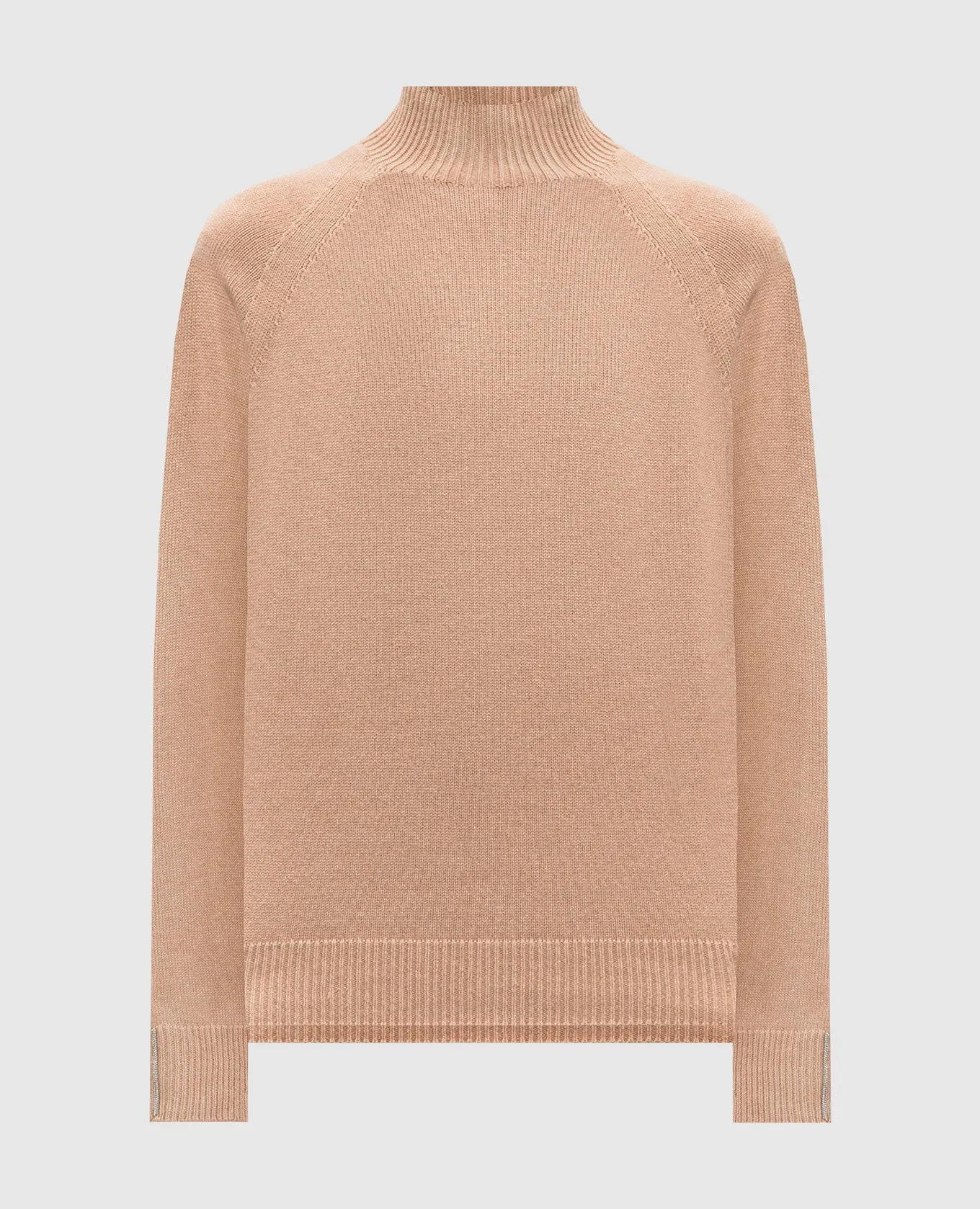 Peserico Beige wool, silk and cashmere sweater with monil chain
