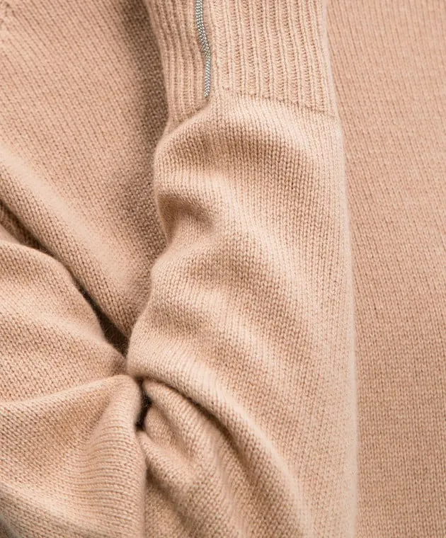 Peserico Beige wool, silk and cashmere sweater with monil chain