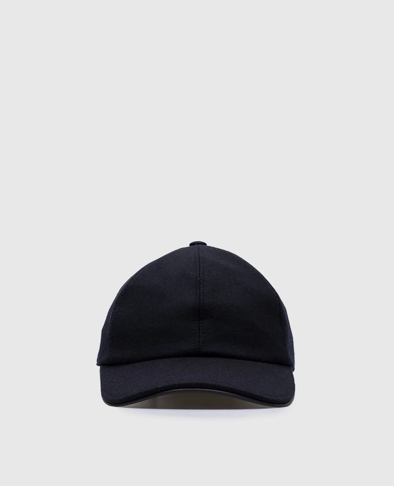 Peserico Blue cashmere cap with leather insert