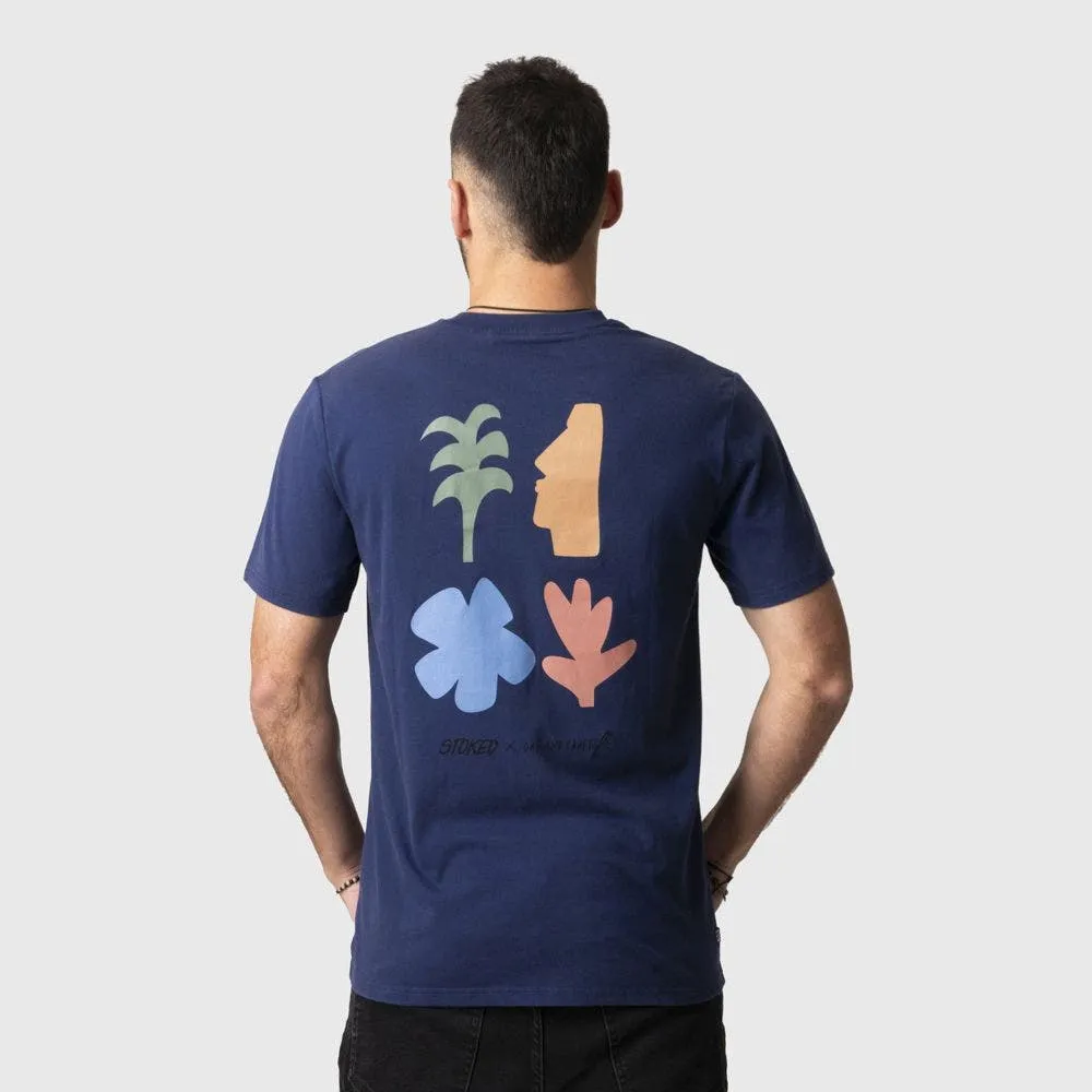 Polera Stoked Iorana Reciclada Hombre Azul