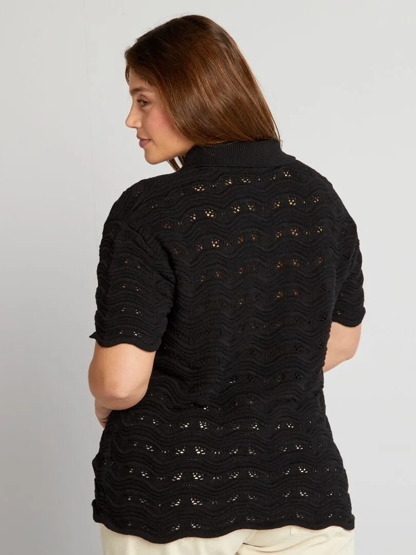 POLO DE PUNTO CROCHé  NEGRO