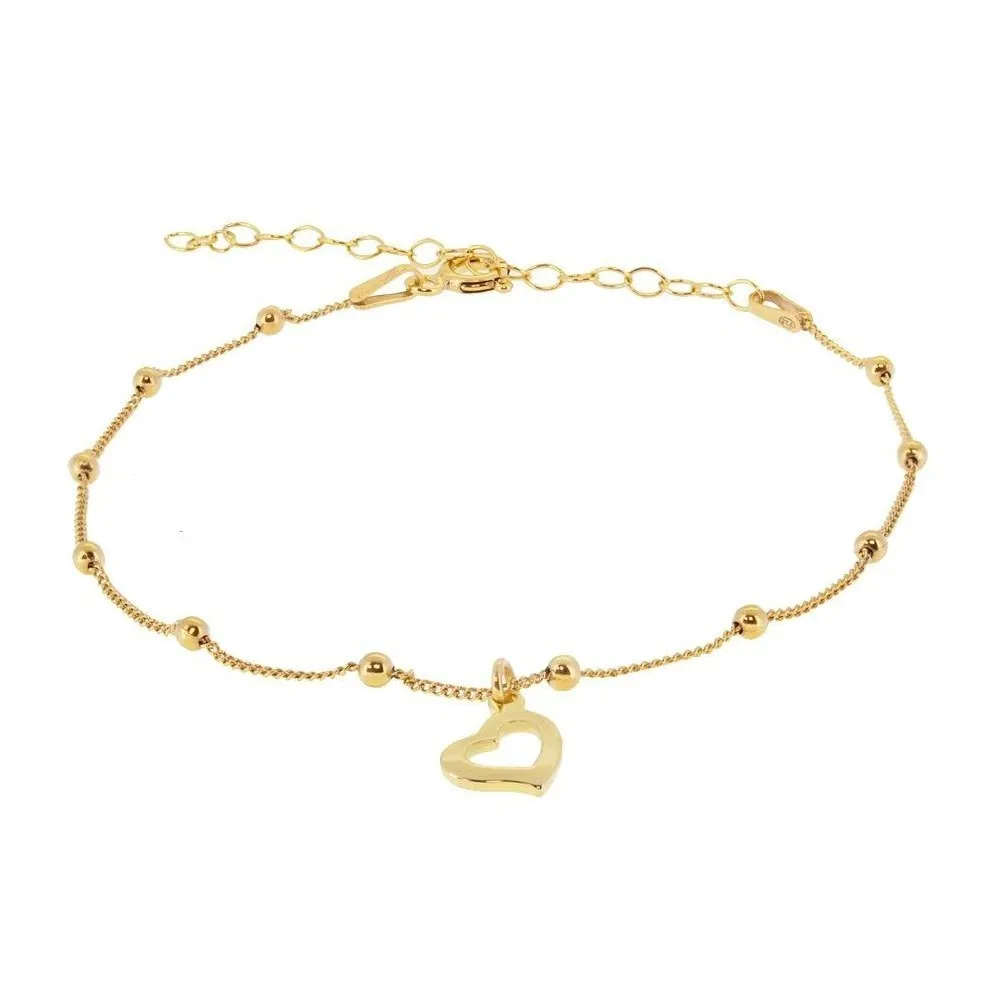 Pulsera Corazón Bolitas Oro