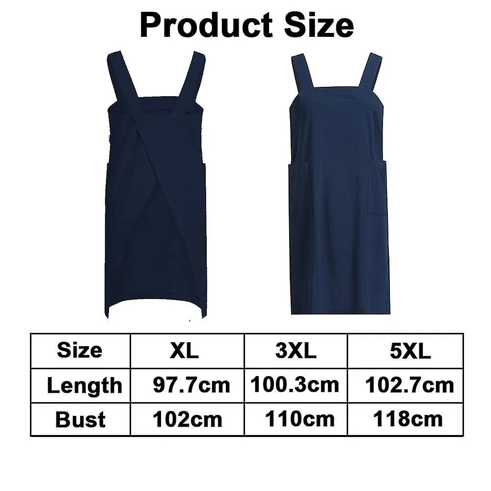 Ropa suelta Para el hogar Delantal de lino de algodón para mujeres Cruz Delantal trasero Vestido de pinafore para hornear Cocina