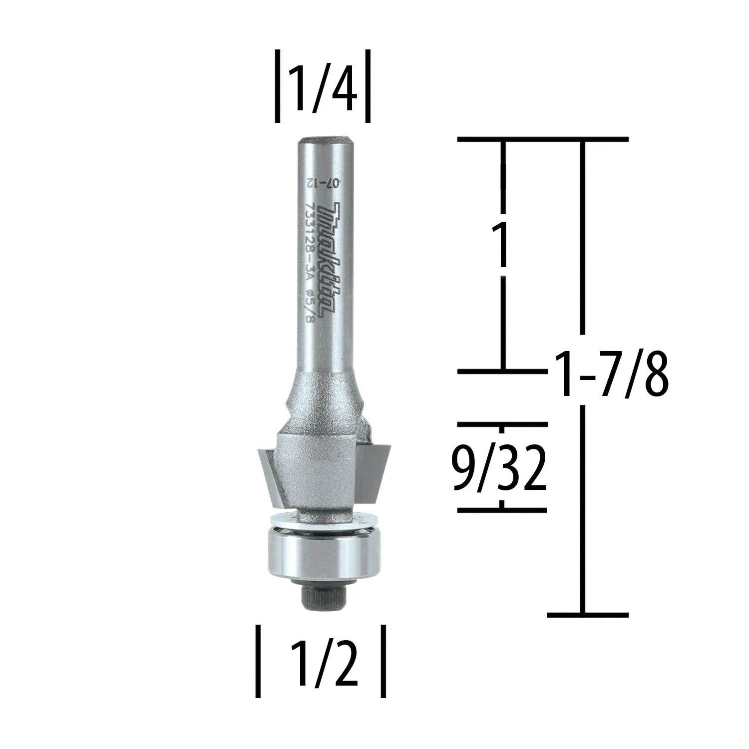 Router Bit, 15° Bevel Trim, 2 Flute, 1/4" SH, C.T.