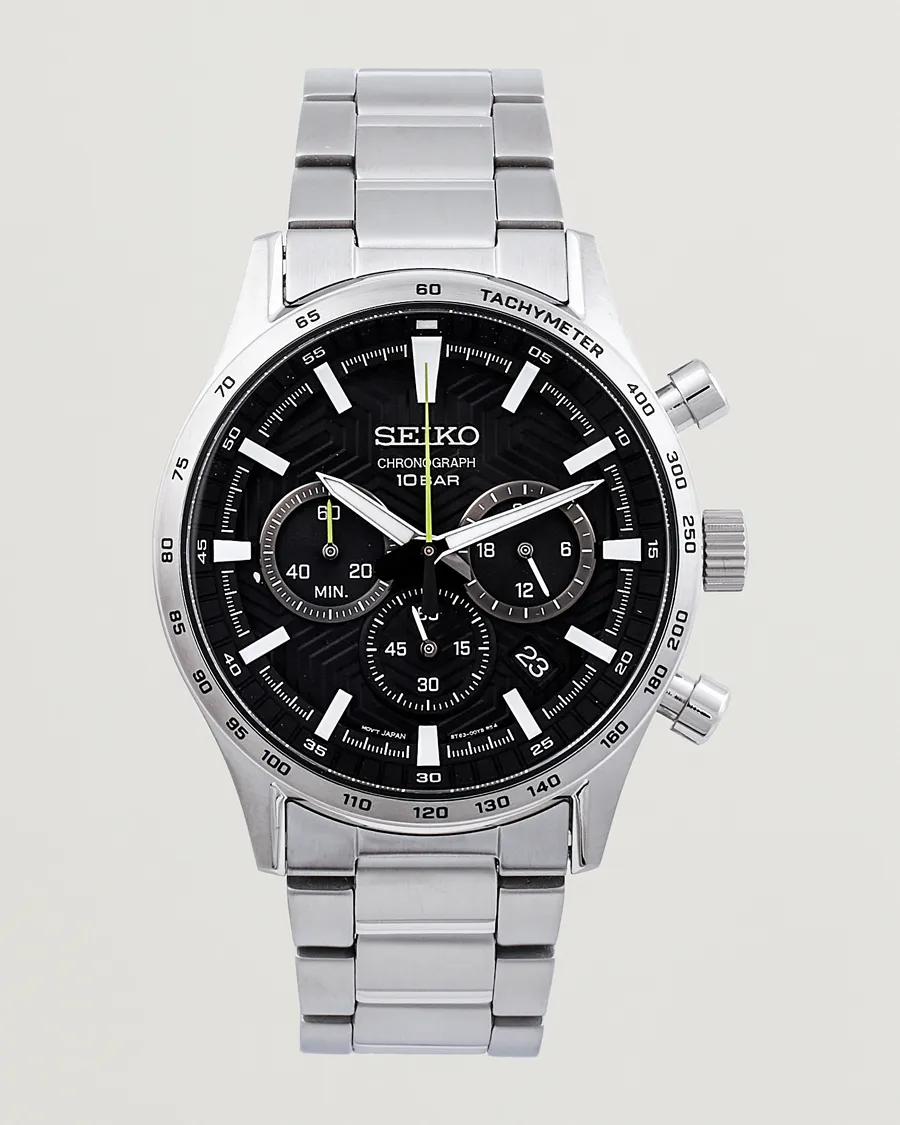 Seiko Chronograph 43mm Steel Black Dial