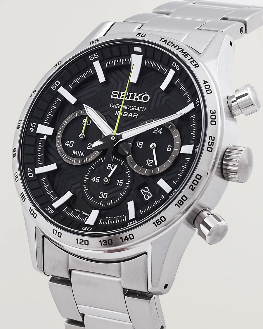 Seiko Chronograph 43mm Steel Black Dial