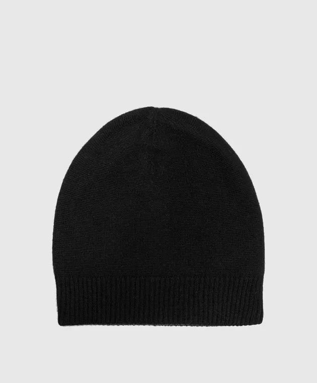 Stefano Ricci Black cashmere cap with crocodile skin monogram