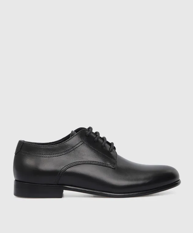 Stefano Ricci Kids Black Leather Derbies