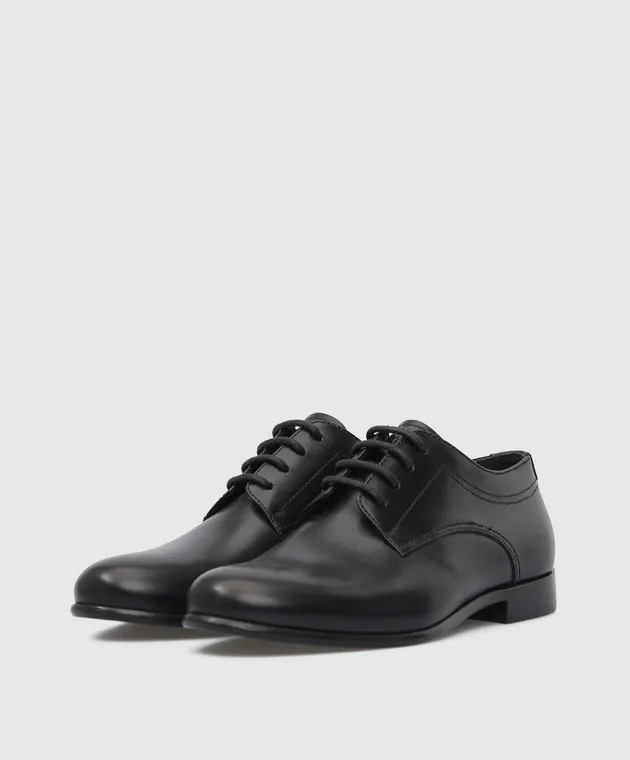 Stefano Ricci Kids Black Leather Derbies