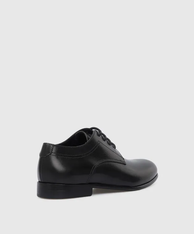 Stefano Ricci Kids Black Leather Derbies
