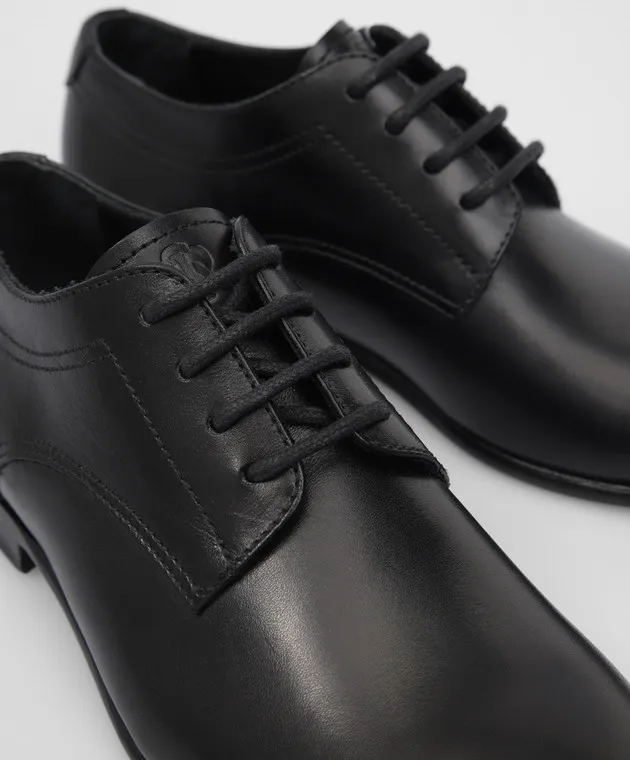 Stefano Ricci Kids Black Leather Derbies