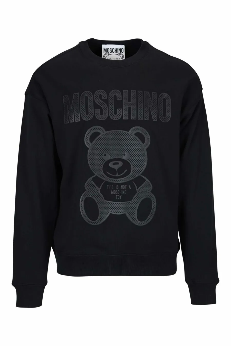 Sudadera negra con maxilogo oso en puntos monocromático