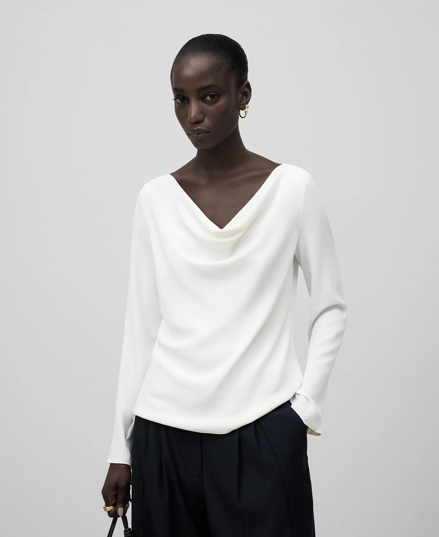 Top cuello drapeado mujer