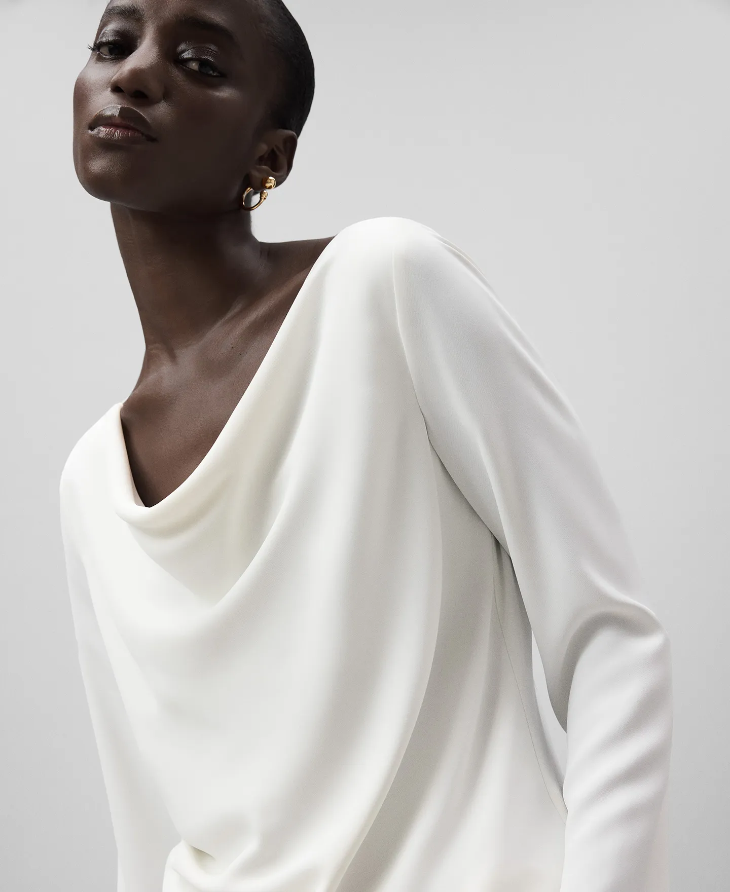 Top cuello drapeado mujer