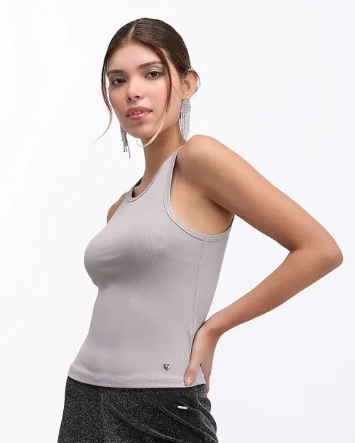 Top Mujer Flamenco Gris Claro