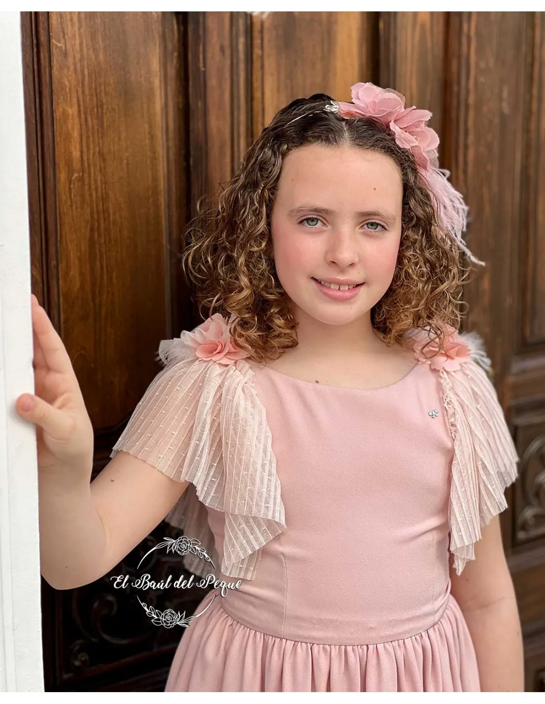 Vestido Crep con Volante My Bella Moon Rosa Nude