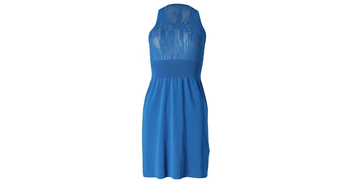 Vestido de punto fino sin mangas Balenciaga en seda azul 