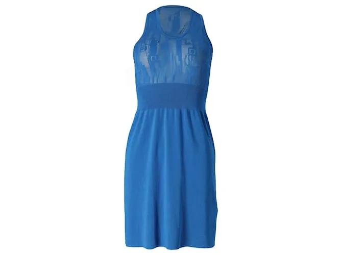 Vestido de punto fino sin mangas Balenciaga en seda azul 