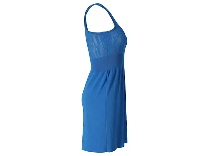 Vestido de punto fino sin mangas Balenciaga en seda azul 