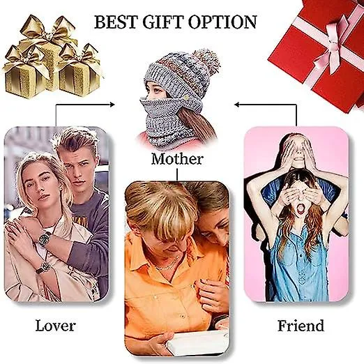 Winter Beanie Hat Scarf And Mask Set Thick Warmth Knitted Wool Lined Skull Hat Scarf Mask