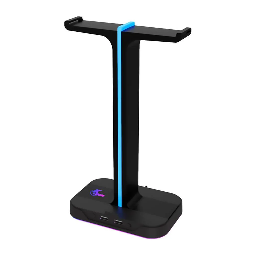 XTECH SOPORTE DOBLE PARA AUDíFONOS RGB 2 PUERTOS USB YUREI, XTH690