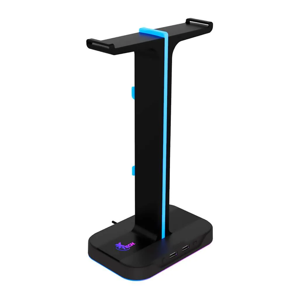 XTECH SOPORTE DOBLE PARA AUDíFONOS RGB 2 PUERTOS USB YUREI, XTH690