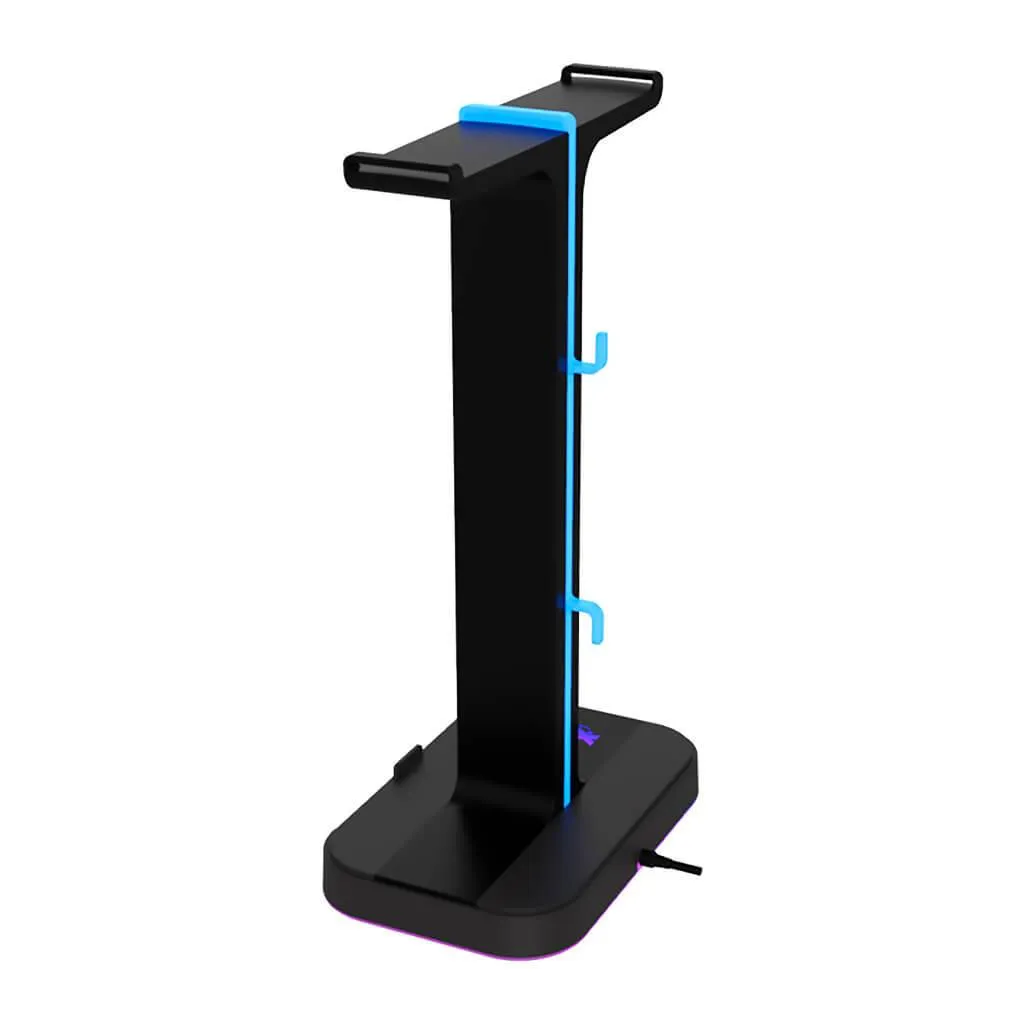 XTECH SOPORTE DOBLE PARA AUDíFONOS RGB 2 PUERTOS USB YUREI, XTH690
