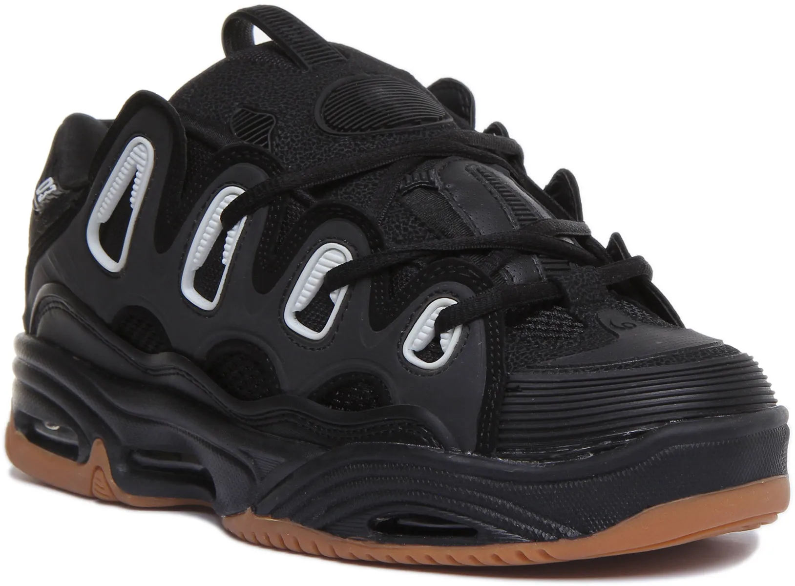 Zapatillas sintéticas Osiris para hombre D3 2001 con suela gruesa, cordones y diseño de skate en gris oscuro y negro