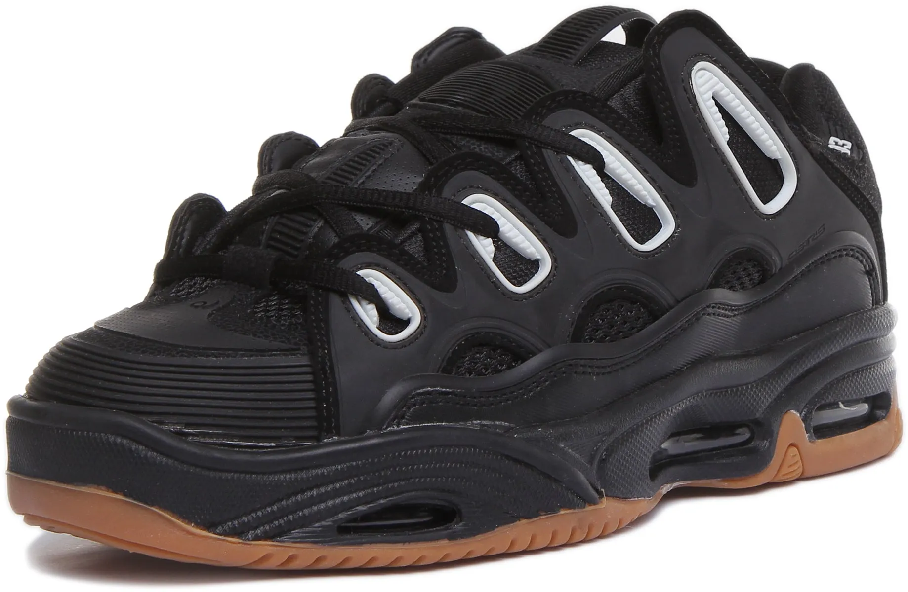 Zapatillas sintéticas Osiris para hombre D3 2001 con suela gruesa, cordones y diseño de skate en gris oscuro y negro
