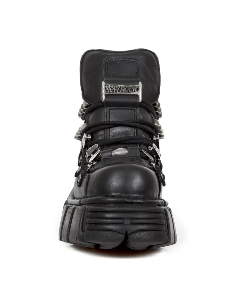 ZAPATOS MEDIA BOTA NEGROS DE CUERO METAL ACERO