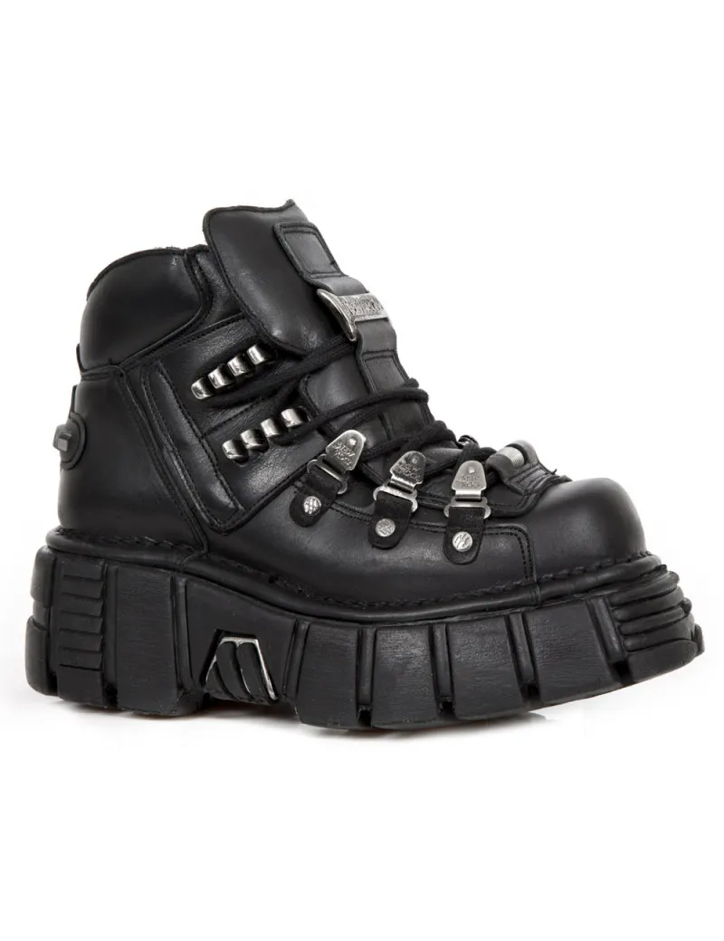 ZAPATOS MEDIA BOTA NEGROS DE CUERO METAL ACERO