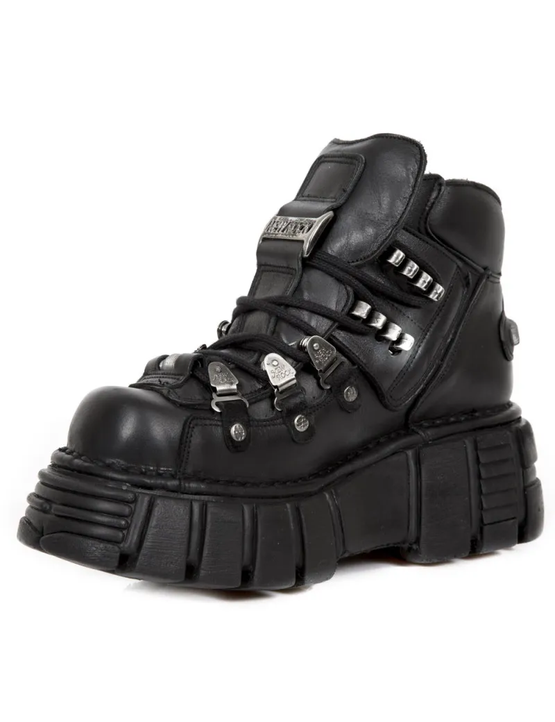 ZAPATOS MEDIA BOTA NEGROS DE CUERO METAL ACERO