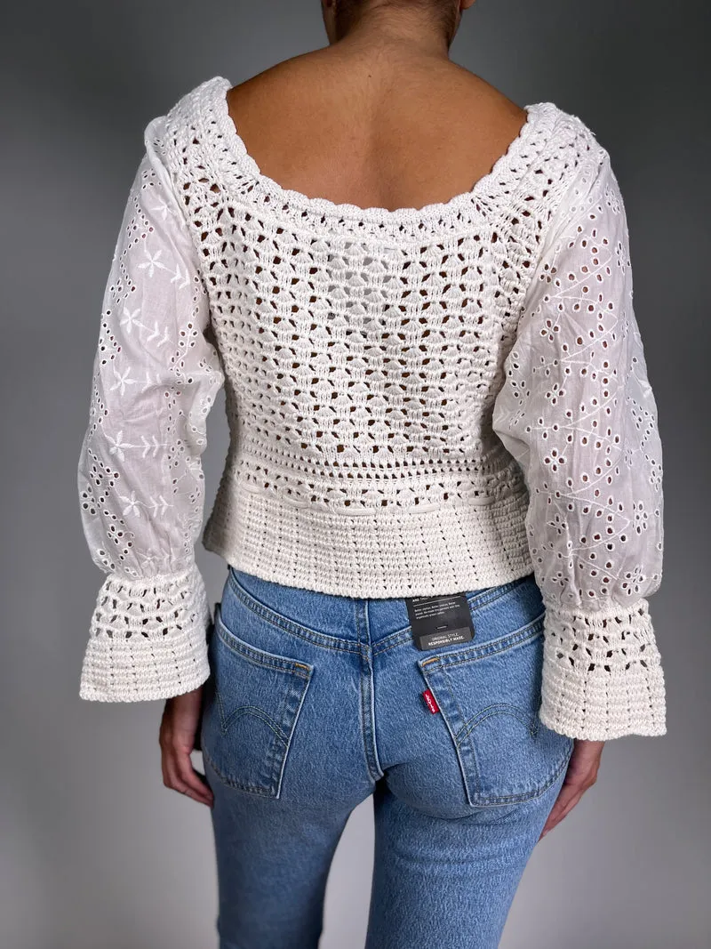 ZARA Tejido Polera Broderie